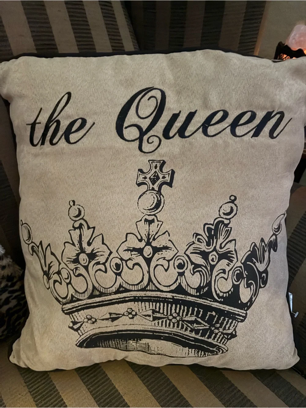 GANZ King and Queen Crown Throw Pillows in Cream and Black / NEW